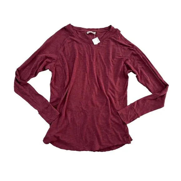 ⭐️Host Pick⭐️ NWT Free People Arden Burgundy Long Sleeve Tee - Picture 4 of 5